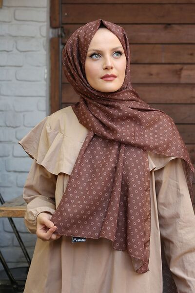 Stella Bubble με τύπωμα Βαμβακερό Σάλι Σοκολατένιο Καφέ