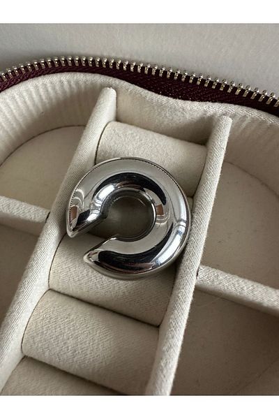 ringbox Silver Color Curved Cartilage Earring Earcuff