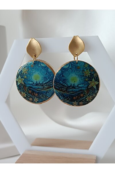 La fee aksesuar Parlak-yıldızlı Gece Vincent Van Gogh El Yapımı Polimer Kil Küpe