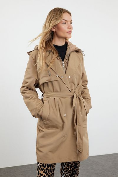 Trendyol Collection Mink Oversize Wide Cut Belted Water Repellent Trench Coat TWOAW24TR00051