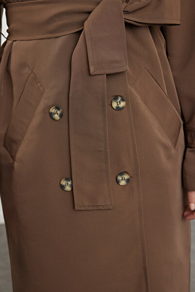 Trendyol Collection Hnědý oversize trenčkot TWOSS21TR0005