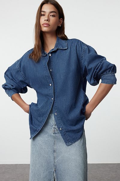 Trendyol Collection Navy Blue Oversize farmer ing TWOSS23GO00319