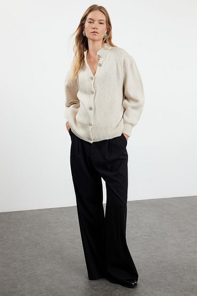 Trendyol Collection Jewel Textured Stone Buttoned Knitwear Cardigan - Twoaw21Hi0034