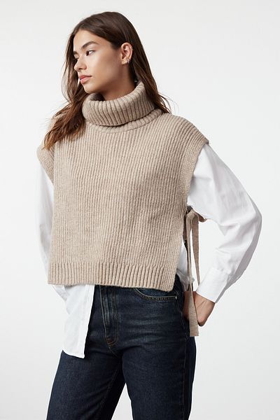 Trendyol Collection Turtleneck Mink kötöttáru pulóverek - puha textúra TWOAW25SV00014