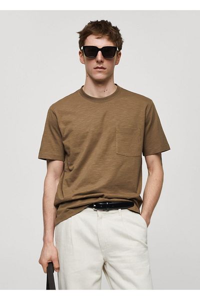 MANGO Man T-Shirt aus 100 % Baumwolle mit Taschen