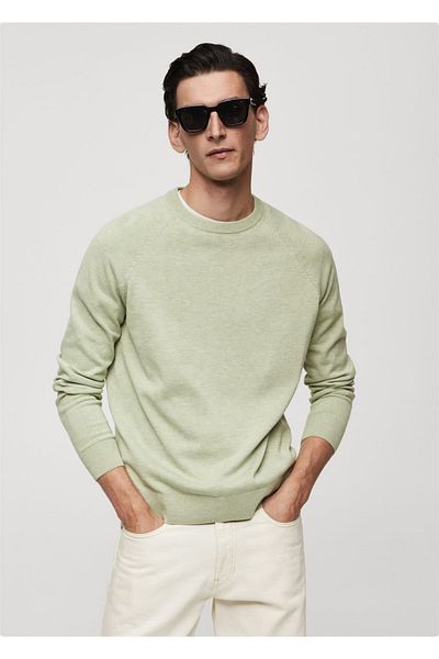 MANGO Man Pulover tricot subțire din bumbac