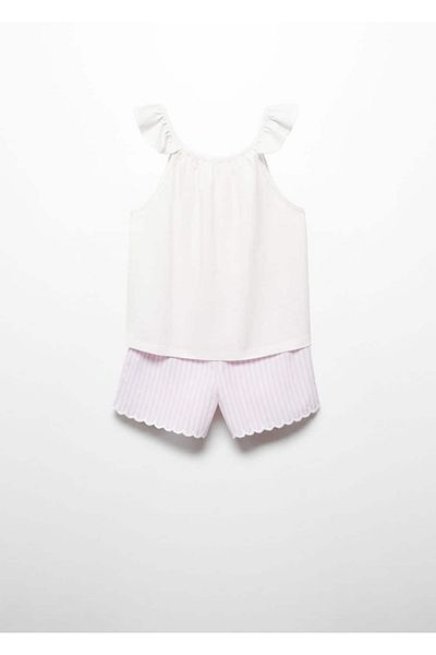 MANGO Kids Gestreifter Baumwoll-Shorts-Pyjama