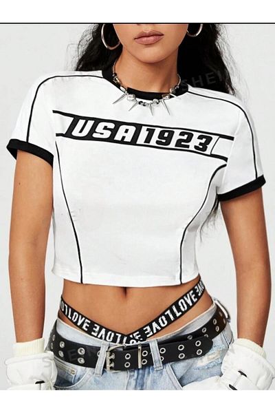 Toum PMG SHOP - USA Short Sleeve Crop Blouse