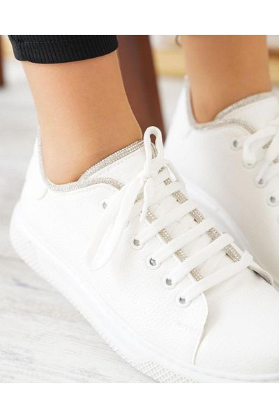 Moda Pie Γυναικεία αθλητικά παπούτσια Zoreh Top Stone Tied White Skin