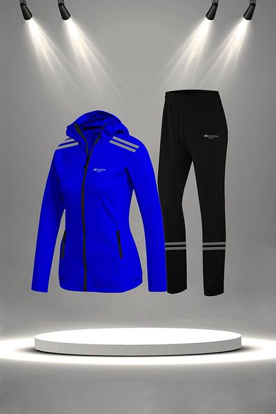 POSEIDON STORM Blue Plus Size Zip-Up Tracksuit Set - New Supra Combed Comfort Fabric (4Xl-10Xl)