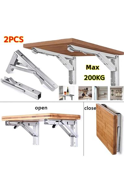 Choice 2Pcs Triangle Folding Angle Bracket Heavy Support Adjustable Wall Shelves Mounted Bench Table She...