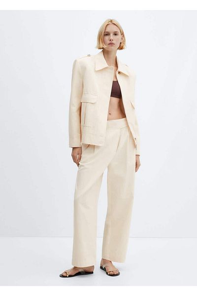 MANGO Woman Μπλούζα Crop με λεπτές τιράντες