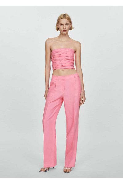 MANGO Woman Vászon Bandeau blúz