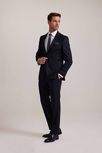 Ysf Erkek Lacivert Çift Yırtmaç Regular Fit Takım Elbise