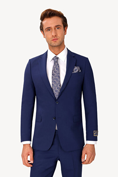 Ysf Erkek Lacivert Klasik Çift Yırtmaç Takım Elbise