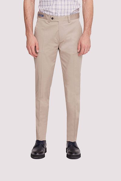 Ysf Men's Beige Canvas Sports Regular Fit Trousers