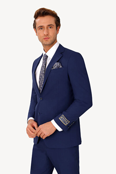 Ysf Erkek Lacivert Klasik Çift Yırtmaç Takım Elbise