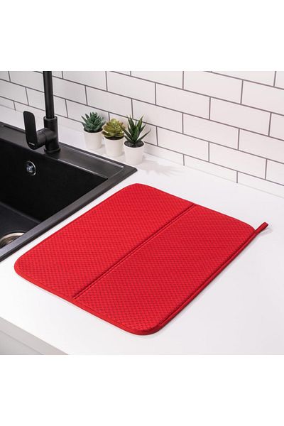 HOMELKA Mikrotex Bulaşık Matı Süper Emici Bulaşık Kurutma Örtüsü 45x36cm Katlanabilir Bulaşık Matı Bordo