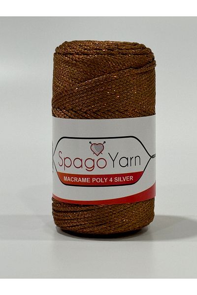 BALIM ÖRGÜ EVİ Spago Poly 4 Silver - Блестяща полиестерна макраме прежда 200