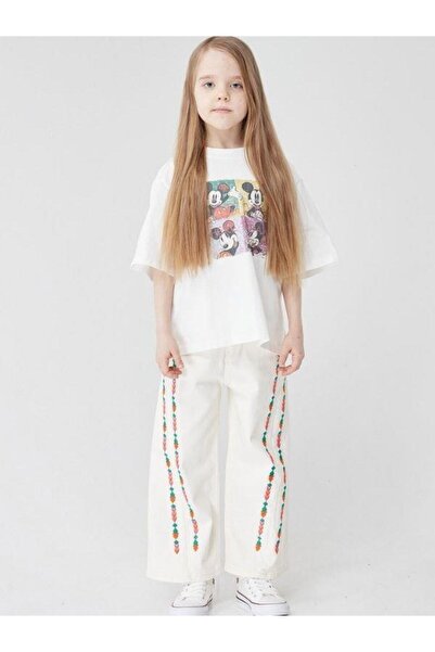 Escabel Pantaloni pentru fete cu broderie etnică - cu buzunare