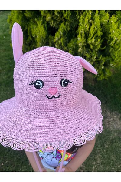 hagpay Straw Fabric Movable and Eared Summer Children's Hat