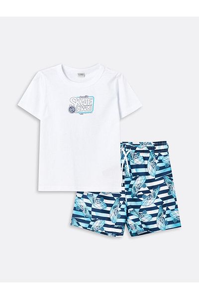 LC Waikiki Crew Neck Boys' T-Shirt and Swim Shorts