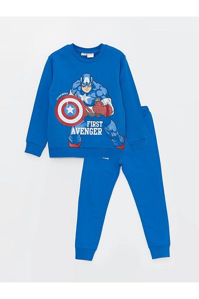 LC Waikiki LCW Kids Crew Neck Captain America Printed Boys' Sweatshirt and Sweatpants