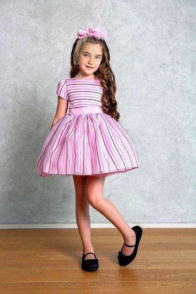 PİXİNADELUXE Pink Bow Detailed Girl's Evening Dress with Crown Accessories