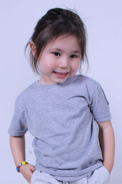 PANİO KİDS Απλό άτυπο κοριτσίστικο γκρι μπλουζάκι