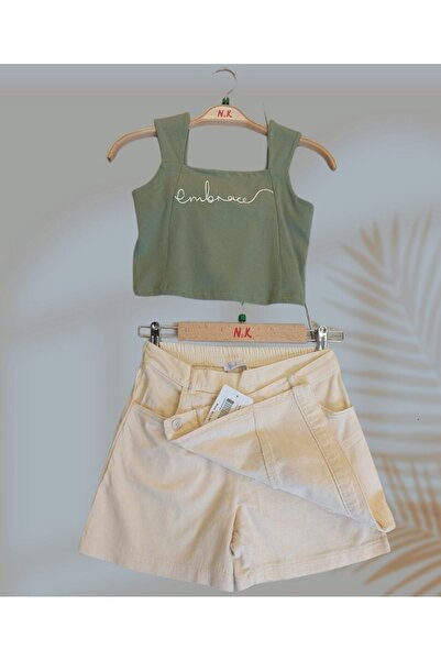 nk kids Kız Çocuk İkili Takım (Crop Üst - Şort Etek Alt)