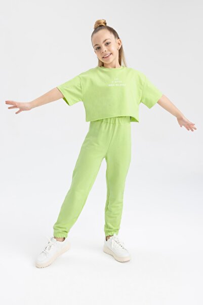 DeFacto Short Sleeve T-Shirt and Sweatpants for Girls - Set of 2 Z8983a623sm