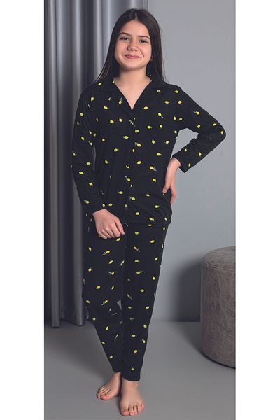 IŞILAY HOMEWEAR Girl - Gez Boy Garson Selen Lemon Patterned Pajama Set