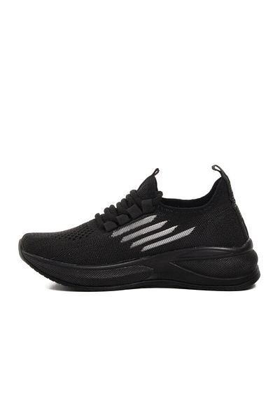 WALKWAY Black Ornamental Lace-Up Mesh Boys' Sports Shoes