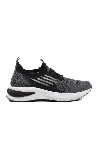 WALKWAY Black and White Smoked Ornamental Laced Mesh Boys' Sports Shoes
