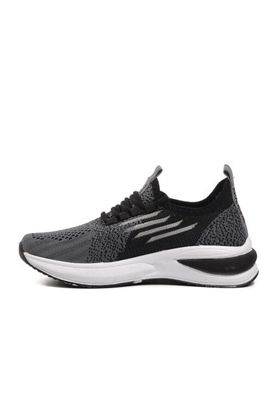 WALKWAY Black and White Smoked Ornamental Laced Mesh Boys' Sports Shoes