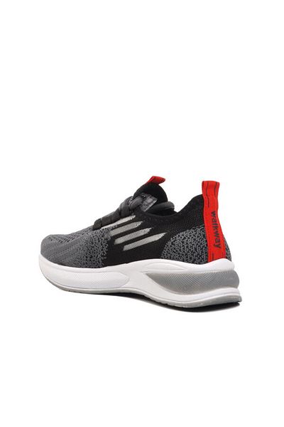 WALKWAY Smoked Black Red Ornamental Laced Mesh Boys' Sports Shoes