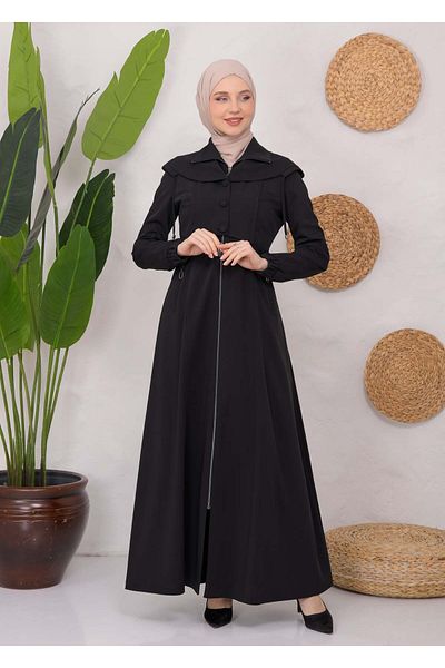 Modamix Hooded-buttoned Prada Hijab Coat 1220
