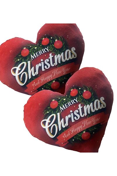 Sole New Year Special: Merry Christmas Printed 2 Pieces Heart Pillow
