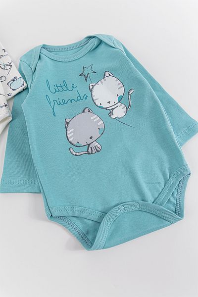Babymod Cat Figured 2-Piece Baby Girl/Boy Snap-On Bodysuit Set