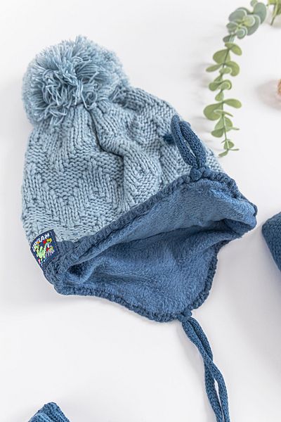 Babymod 1-4 Years Boy Scarf Beanie Gloves Set with Pompom