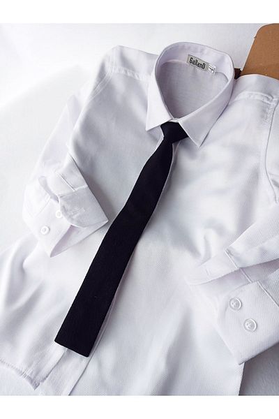 GallanD Children's Shirt Tie Classic Black and White Special Day Wedding Birthday Gift Set
