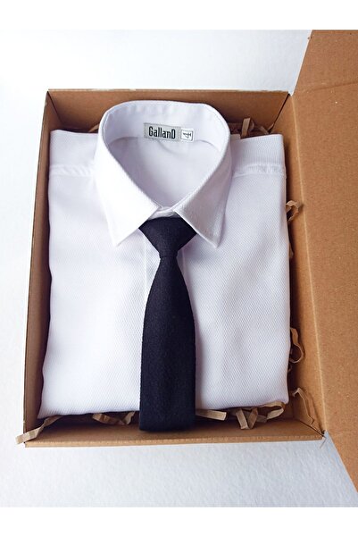 GallanD Children's Shirt Tie Classic Black and White Special Day Wedding Birthday Gift Set