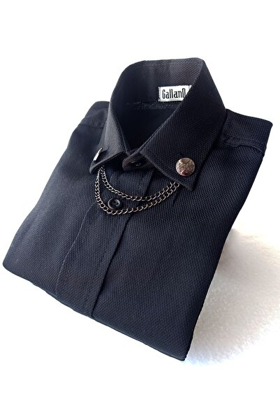 GallanD Black Shirt Collar Chain Classic Style Special Day Wedding Birthday Children's Shirt