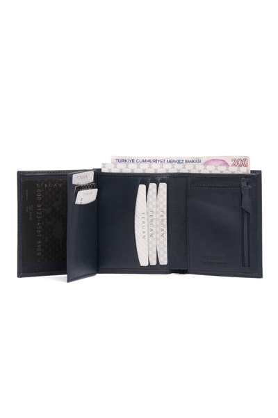 Tergan Men's Leather Wallet Navy Blue - 1430H86