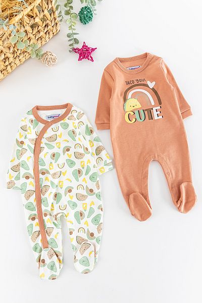 Babymod Figured Long Sleeve 2-Piece Baby Girl Jumpsuit Set