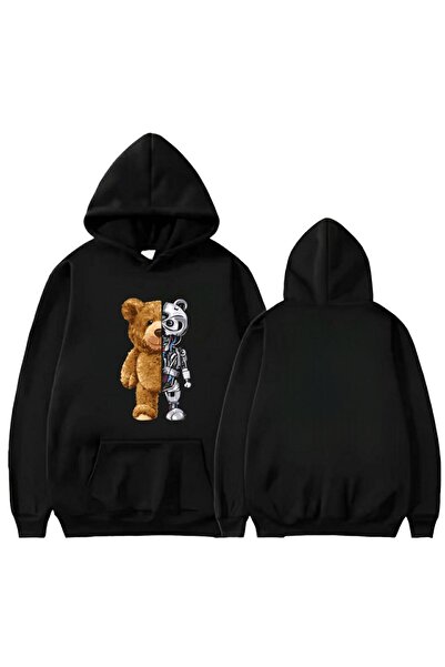 Garalio سويت شيرت بغطاء للرأس مطبوع عليه روبوت