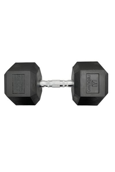 Rebuwo Hex Dambıl 25 KG 1 Adet Kauçuk Altıgen Dambıl Hex Dumbbell