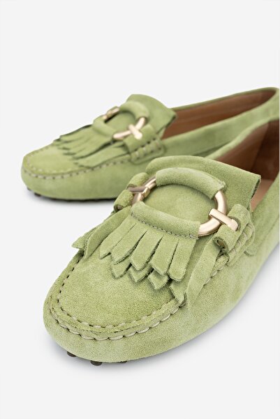 Valmenti Зелений замш - Жіночі лофери з натуральної шкіри
