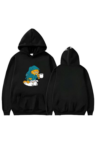 Garalio SLEEPY GARFIELD PRINTED HOODED SWEATSHIRT