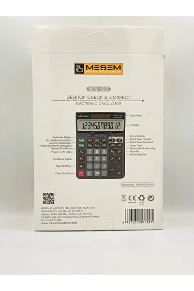 Meşem MESEM PROFESYONEL Elektronik Masa Üstü Hesap Makinesi msm-130t